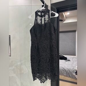 Nikibiki Black Lace Halter Midi Dress